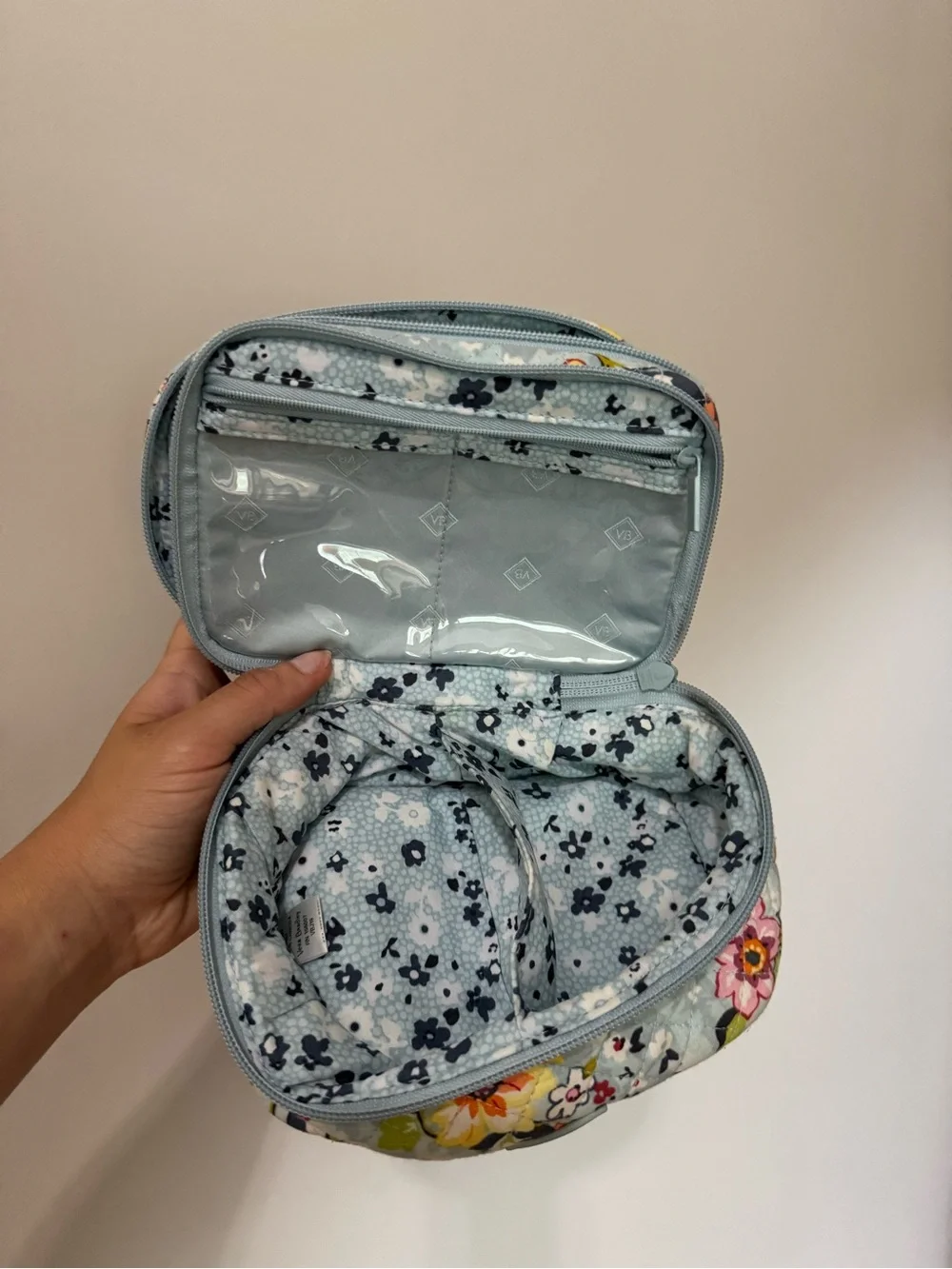 Vera Bradley Light Blue Floral Quilted Jewelry Organizer Case